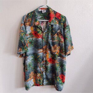 Vtg Kennington Hawaiian Shirt Mens XL Aloha Beach Tropical Hula Girls Dancers